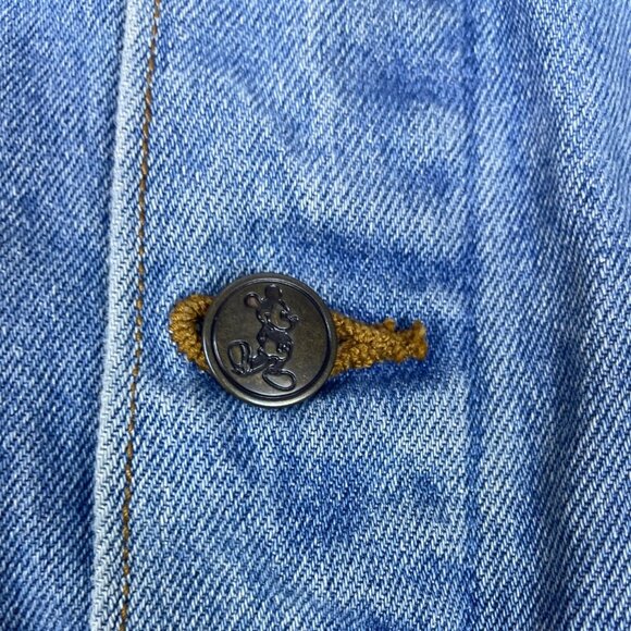 Mickey Inc Unisex Blue Denim Button Down Jacket Sz L - Picture 6 of 9